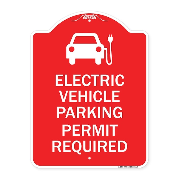 Signmission Electric Vehicle Parking Permit Required With Electric Car Graphic, A-DES-RW-1824-24114 A-DES-RW-1824-24114 - main
